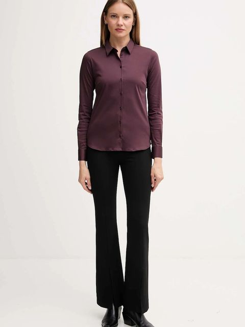 Mos Mosh koszula bawełniana damska kolor fioletowy regular z kołnierzykiem klasycznym