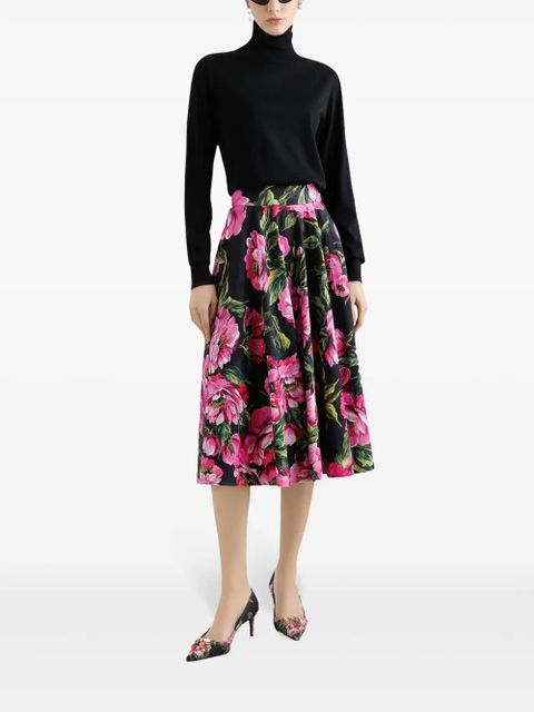 Dolce & Gabbana rose-print midi skirt - Black