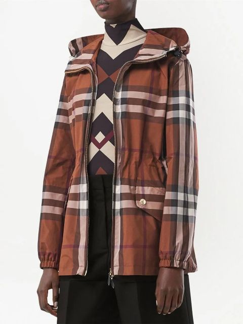 Burberry check-pattern lightweight parka jacket - Brown