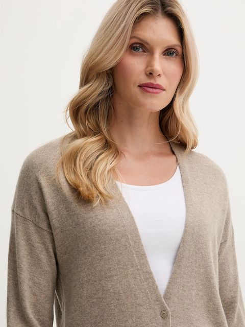 United Colors of Benetton kardigan z dodatkiem wełny damski kolor beżowy lekki 102HD6052