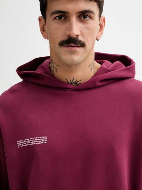 Pangaia bluza bawełniana kolor bordowy z kapturem gładka 10000180