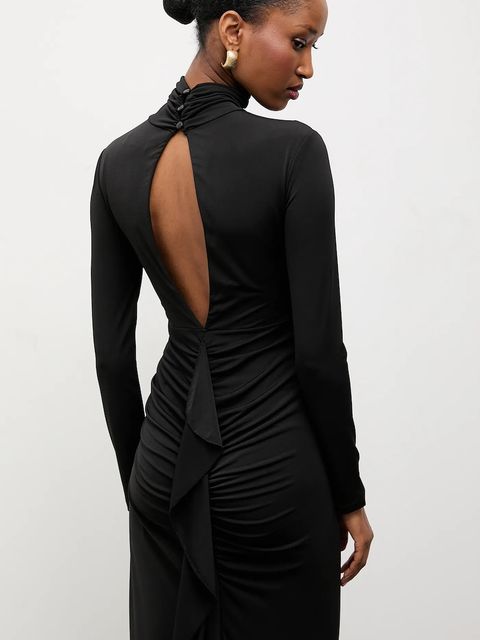 Answear.LAB sukienka kolor czarny maxi dopasowana