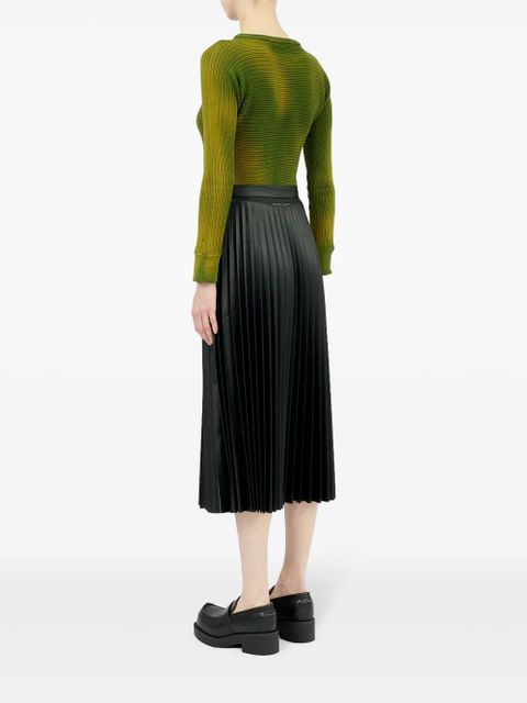 MM6 Maison Margiela pleated faux-leather midi skirt - Black