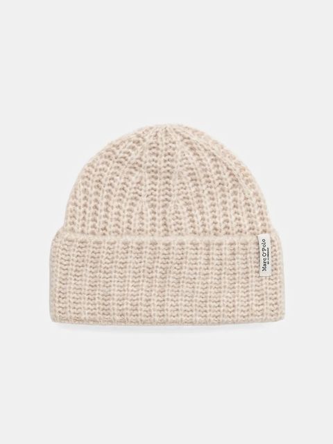 Marc O'Polo czapka z dodatkiem wełny kolor beżowy 509612101041 - zdjęcie produktu nr 1