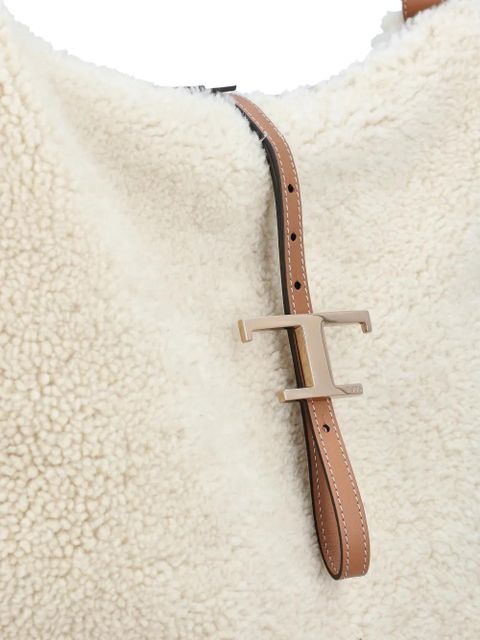 Tod's shearling T-buckle shoulder bag - Neutrals