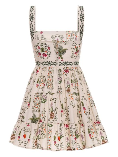 Agua By Agua Bendita Lima Bouquet hand-embroidered mini dress - Neutrals