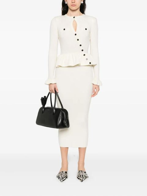 Self-Portrait knitted asymmetric midi dress - Neutrals