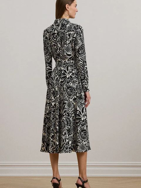 Lauren Ralph Lauren sukienka kolor czarny midi rozkloszowana 250963466