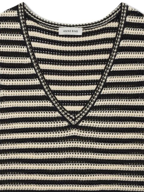 ANINE BING Lowen striped V-neck vest - Black