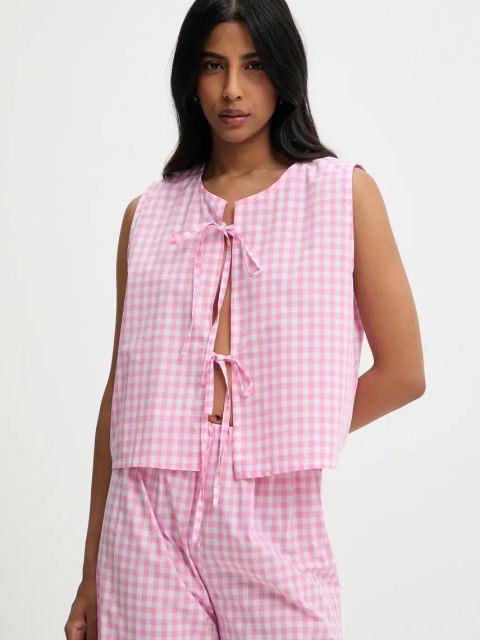 Answear.LAB bluzka bawełniana damska kolor różowy wzorzysta