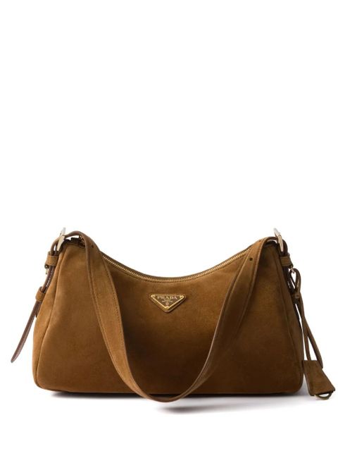 Prada medium Aimée suede shoulder bag - Brown - zdjęcie produktu nr 1