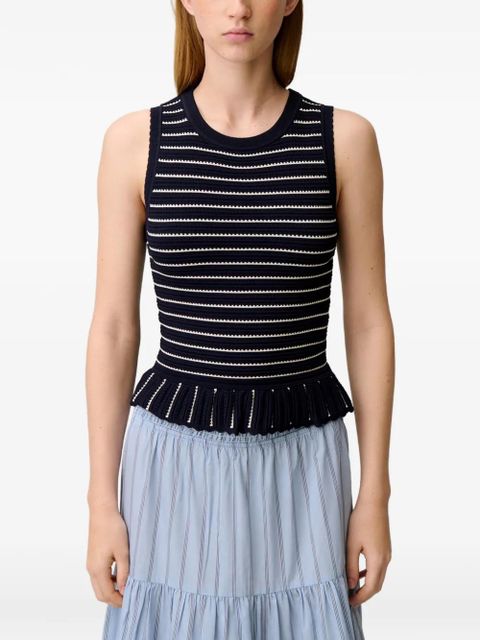 Claudie Pierlot striped ruffled top - Blue