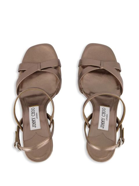 Jimmy Choo Elsy metallic-finish sandals - Brown