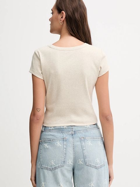 Calvin Klein Jeans t-shirt damski kolor beżowy LV047C200G - zdjęcie produktu nr 2