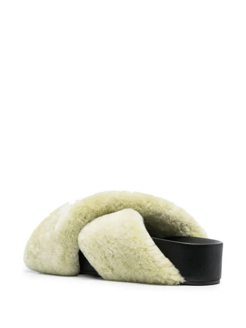 Jil Sander shearling cross-over sandals - Green