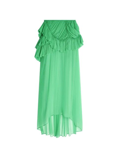 DRIES VAN NOTEN ruffled silk skirt - Green - zdjęcie produktu nr 1