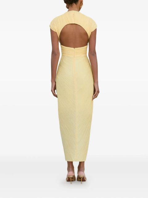 Cult Gaia knot-detail pleated midi dress - Yellow