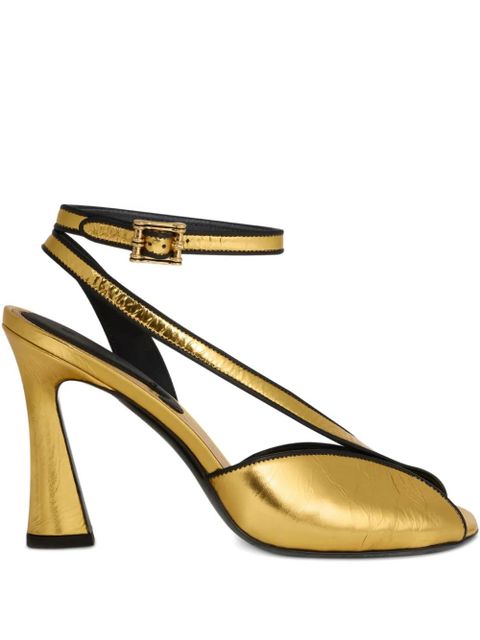 ETRO 90mm cracked-effect ankle strap heeled sandals - Gold - zdjęcie produktu nr 1