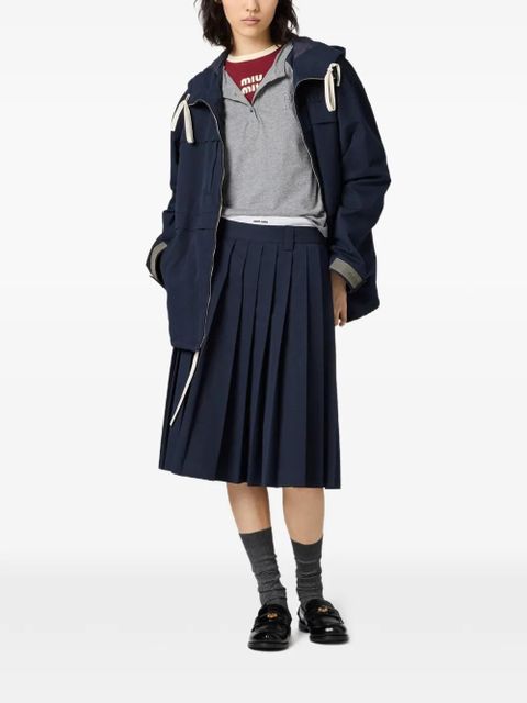 Miu Miu pleated logo-embroidered midi skirt - Blue