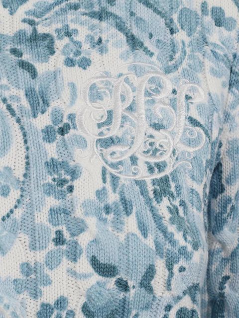 Lauren Ralph Lauren paisley-print cable-knit sweater - Blue