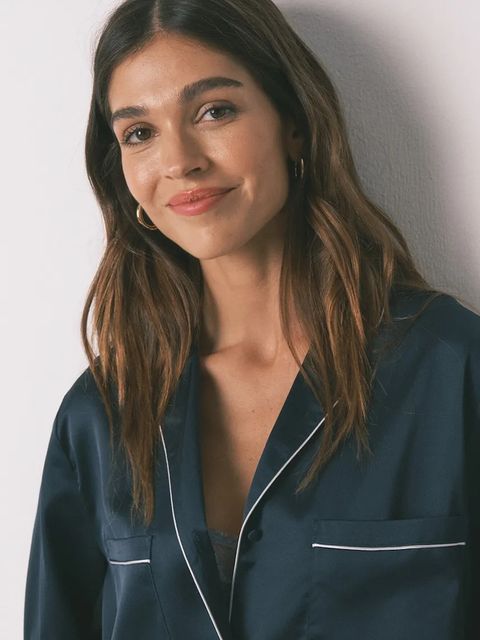 women'secret piżama damska kolor granatowy satynowa 2542471