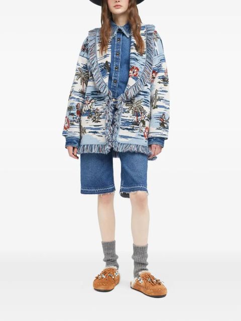 Alanui Tex-Hawaii Roundtrip fringed tapestry cardigan - Blue - zdjęcie produktu nr 2