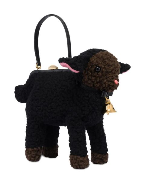 Moschino sheep-motif clutch bag - Black