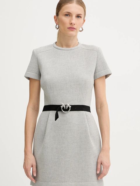 Pinko sukienka z dodatkiem wełny kolor szary mini rozkloszowana 106084 A2ZQ