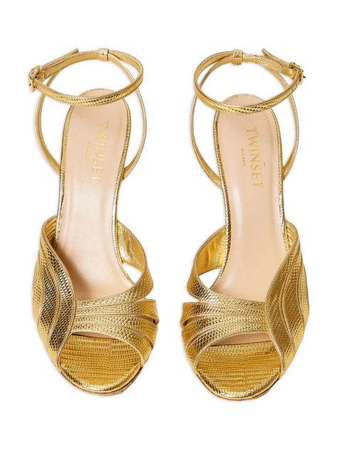 TWINSET 100mm laminated-leather ankle-strap sandals - Yellow