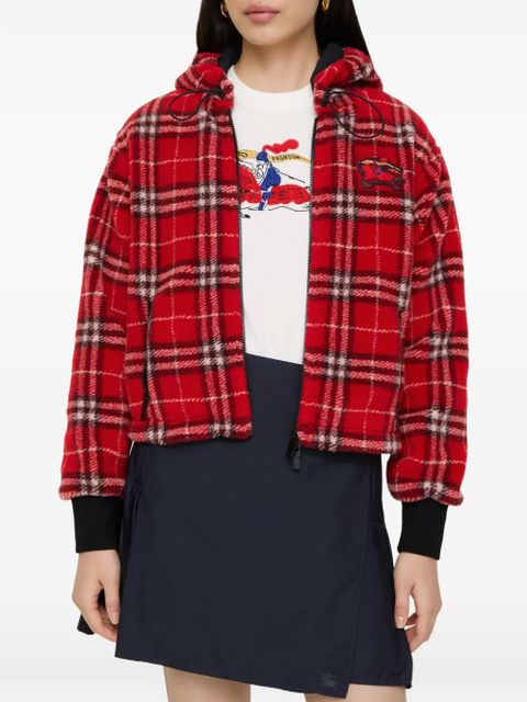 Burberry check hooded fleece jacket - Red - zdjęcie produktu nr 2