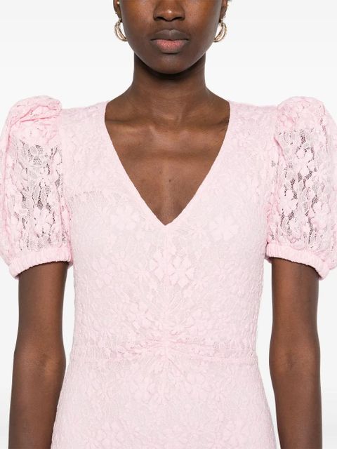 ROTATE BIRGER CHRISTENSEN lace puff-sleeve midi dress - Pink - zdjęcie produktu nr 2