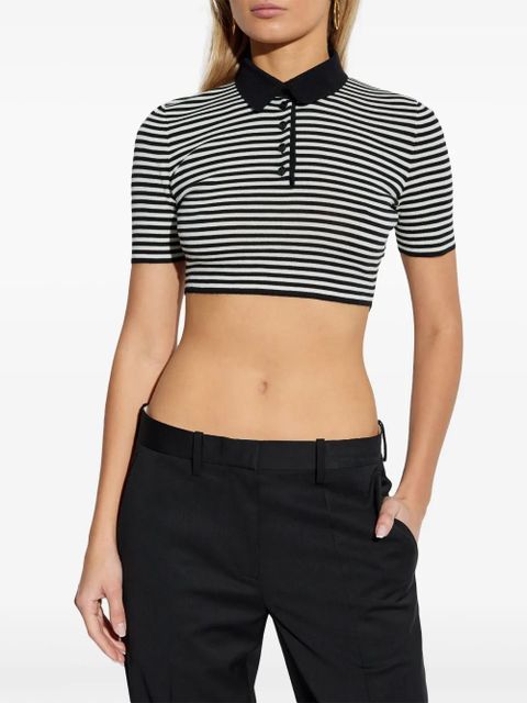 Dolce & Gabbana striped cropped polo shirt - Black