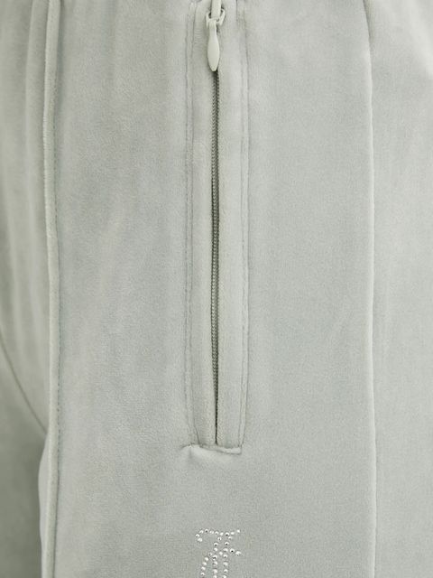 Juicy Couture spodnie dresowe welurowe damskie kolor szary z aplikacją JCWBJ225307