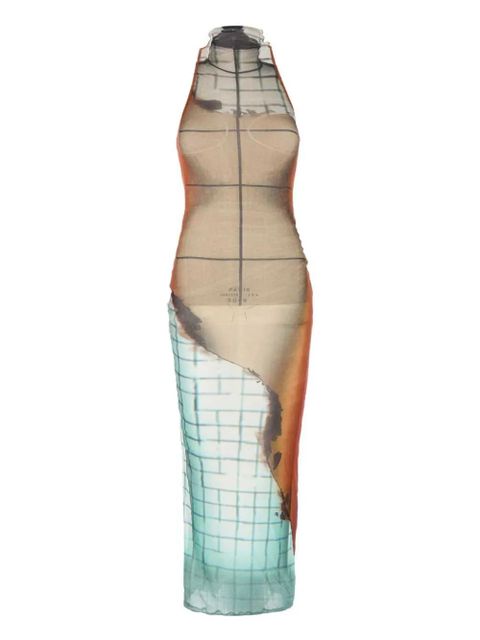Jean Paul Gaultier printed tulle maxi dress - Brown - zdjęcie produktu nr 1