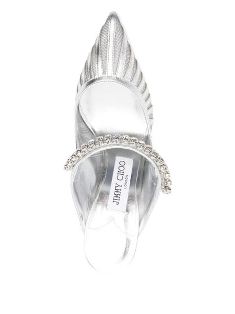 Jimmy Choo 100mm Bing crystal-embellished mules - Silver