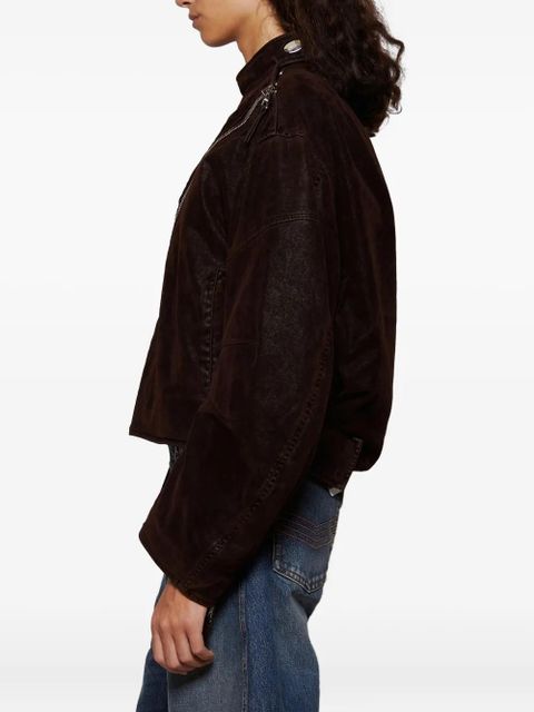 Jean Paul Gaultier diagonal-zip velvet jacket - Brown