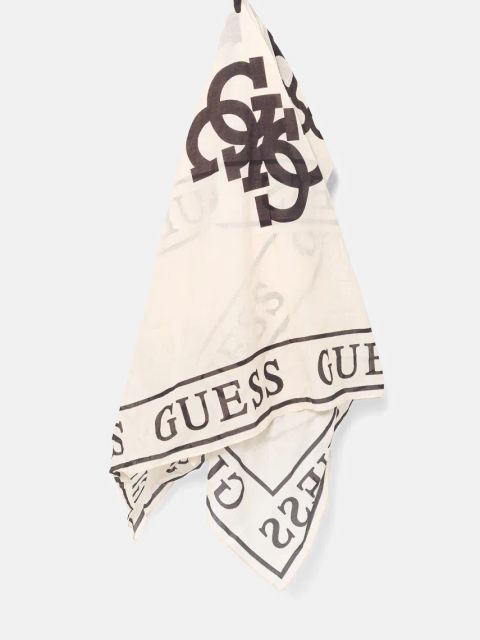 Guess szal bawełniany kolor beżowy wzorzysty E5GZ09 WH650