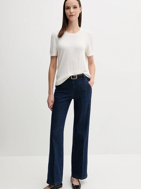 United Colors of Benetton t-shirt z jedwabiem damskie kolor beżowy 1ZRED10BK - zdjęcie produktu nr 2