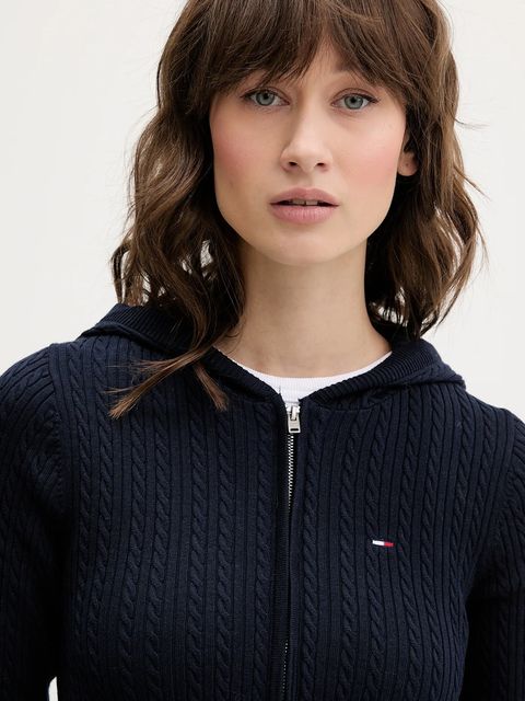 Tommy Jeans kardigan damski kolor granatowy lekki DW0DW21673