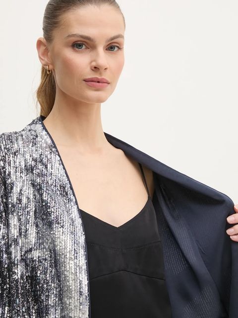 DIANE VON FURSTENBERG marynarka kolor srebrny niezapinana wzorzysta DVFJS4S003