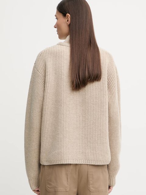 G-Star sweter wełniany 0 damski kolor beżowy ciepły z golfem D27730.D770