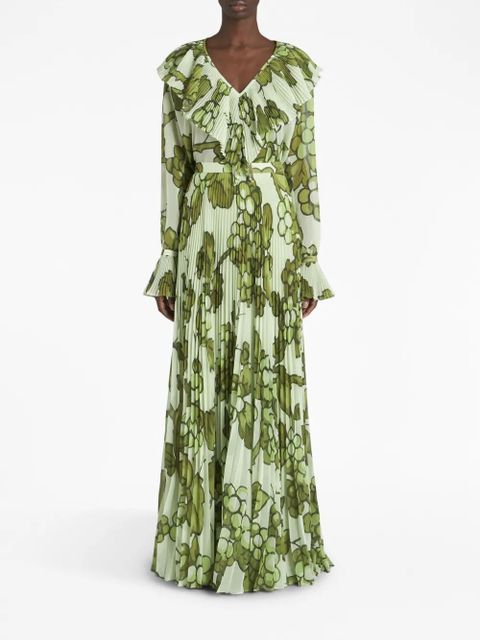 ETRO Berry-print pleated maxi skirt - Green - zdjęcie produktu nr 2