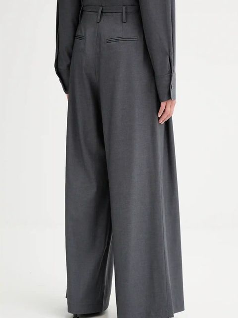 ISABELLE BLANCHE spodnie z domieszką wełny damskie kolor szary proste high waist IS25FW-P036-T002