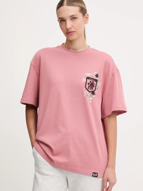 EA7 Emporio Armani t-shirt bawełniany damski kolor różowy AF16720.7X000141