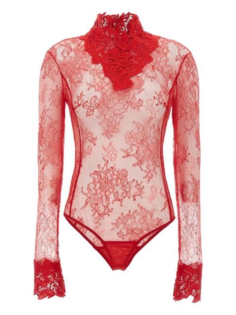 Blumarine floral-lace high-neck bodysuit - Red - zdjęcie produktu nr 1