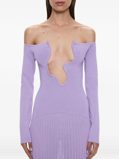 Christopher Esber Salacia pleated off-shoulder maxi dress - Purple