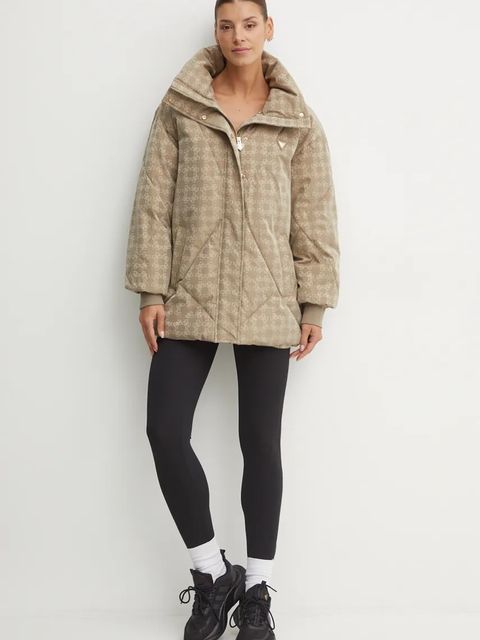 Guess kurtka damska kolor beżowy zimowa V4BL01 WGLW2
