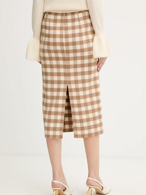 Luisa Spagnoli spódnica z dodatkiem wełny kolor beżowy midi ołówkowa 542658