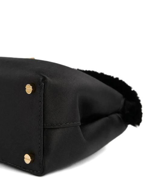 TOTEME mini T-lock frayed clutch bag - Black