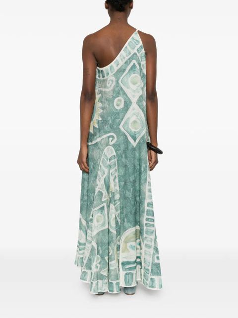 ALEMAIS Samira one shoulder print dress - Green